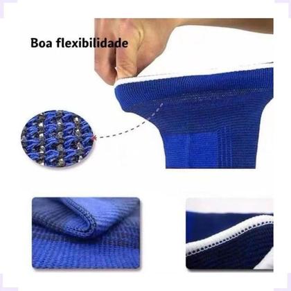 Imagem de Joelheira Elástica Protetor Muscular Joelho Flexível Dor Lesão Ortopédica Esporte Par Resistente