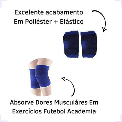 Imagem de Joelheira Elástica Protetor Muscular Joelho Flexível Dor Lesão Ortopédica Esporte Par Resistente