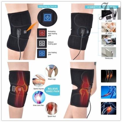 Imagem de Joelheira Elétrica Massagem Fisioterapia Aquecida Infravermelho Reabilitação Almofada Perna Dor