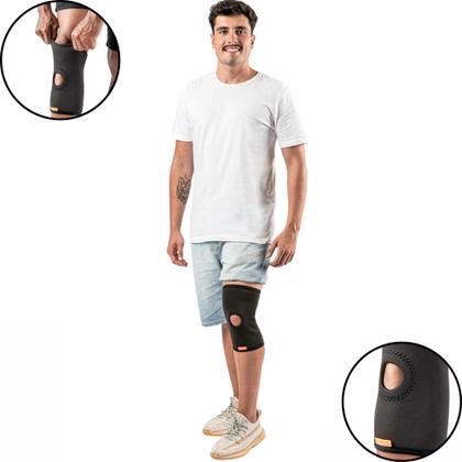 Imagem de Joelheira Grande com Reforço Patelar Longa Lesões no Joelho Neoprene Hidrolight