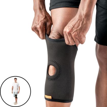 Imagem de Joelheira Grande com Reforço Patelar Longa Lesões no Joelho Neoprene Hidrolight