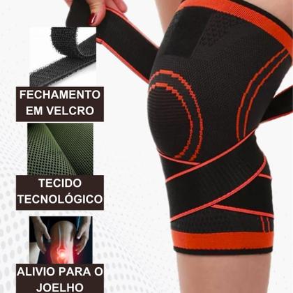 Imagem de Joelheira Para Idoso Artrose Artrite Tendinite Dor No Joelho Atleta Ortopedica com Regulagem tiras autocolantes