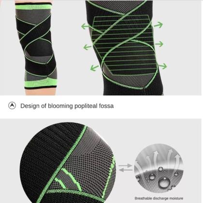 Imagem de JOELHEIRA TENSOR PERNA ALIVIA DORES Exercício Funcional CORRIDA PATELA MUSCULAR TREINO NEOPRENE ARTICULADA AJUSTAVEL