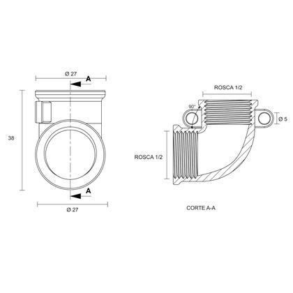 Imagem de Joelho Blukit c/ Fixação Lateral Rosca Fêmea de 1/2 Metal Cromado  170121