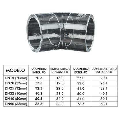 Imagem de Joelho cotovelo 45 soldável 1" pmma transparente 32mm