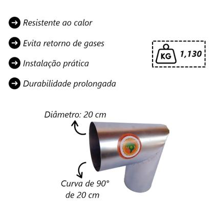 Imagem de Joelho Para Tubo De Chaminé Inox Diâmetro 20cm