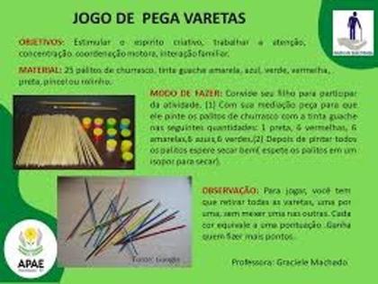 Imagem de JOGAR PEGA VARETAS: Um jogo tradicional que contribui no desenvolvimento do raciocino lógico .