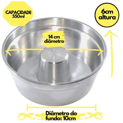Imagem de Jogo 02 Formas Assadeira Bolo Pudim Hotel Redonda Tubo Alumínio N 14 - Global Alumínio