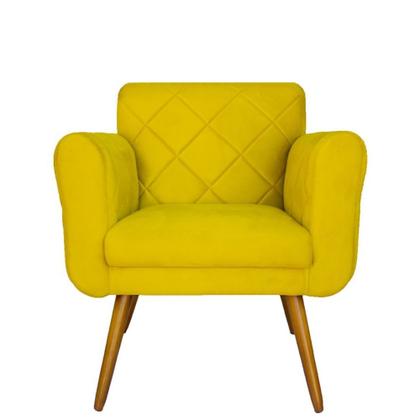 Imagem de Jogo 02 Poltronas Estofadas Decorativas Para Consultório Isabella Suede Amarelo - DL DECOR