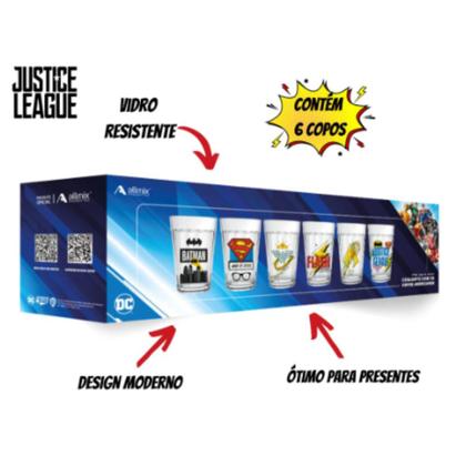 Imagem de Jogo 06 Copos Americanos Personalizado Super Heróis da Liga da Justiça 190ML com Caixa