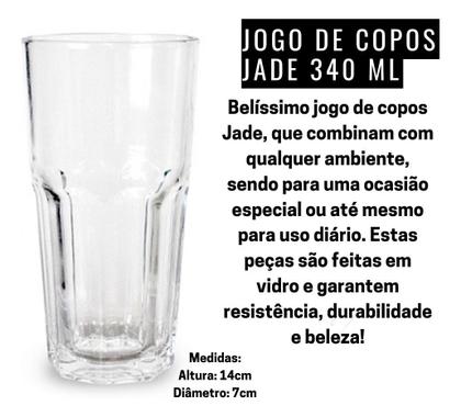 Imagem de Jogo 06 copos vidro grosso 340 ml luxo resistente agua suco