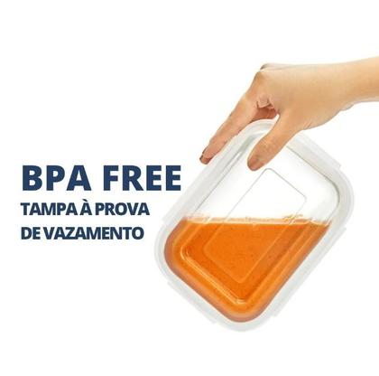 Imagem de Jogo 06 Pote Vidro Hermético Marmita Mantimentos Tampa 640ml