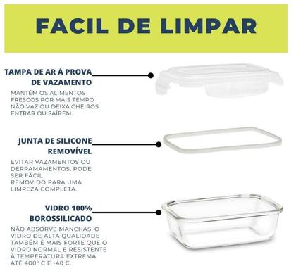 Imagem de Jogo 06 Pote Vidro Hermético Marmita Mantimentos Tampa 640ml