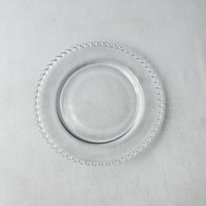 Imagem de Jogo 06 Pratos Sobremesa Cristal Bolinhas Transparente 20cm