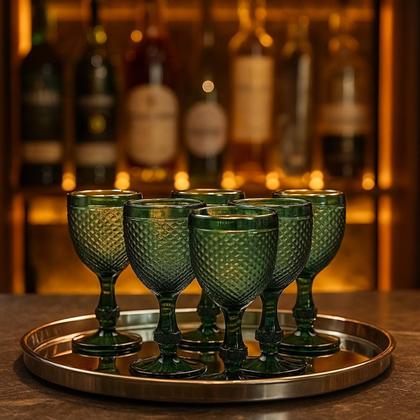 Imagem de Jogo 06 Taças Água Fumê Cinza em Vidro Bico de Jaca 300ml