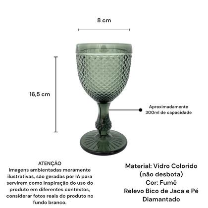 Imagem de Jogo 06 Taças Água Fumê Cinza em Vidro Bico de Jaca 300ml