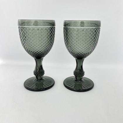 Imagem de Jogo 06 Taças Água Fumê Cinza em Vidro Bico de Jaca 300ml