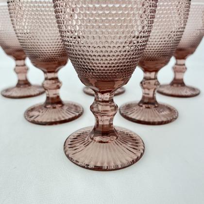 Imagem de Jogo 06 Taças de Água Bolinha em Vidro Marsala Roxa 230ml