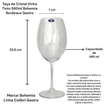 Imagem de Jogo 06 Taças de Cristal Vinho Tinto 580ml Bohemia Gastro