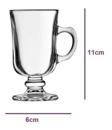 Imagem de Jogo 06 Taças Xícara Caneca Para Café Cappuccino Vidro 114mL - LYOR