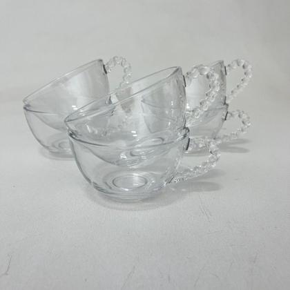 Imagem de Jogo 06 Xícaras Alça de Coração Cristal 200ml Chá Mesa Posta