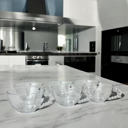 Imagem de Jogo 06 Xícaras Alça de Coração Cristal 200ml Chá Mesa Posta