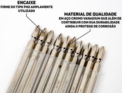 Imagem de Jogo 10 Bits Duplos Philips 110mm CRV P/ Ferramentas Elétricas E Manuais Alta Qualidade E Resistência