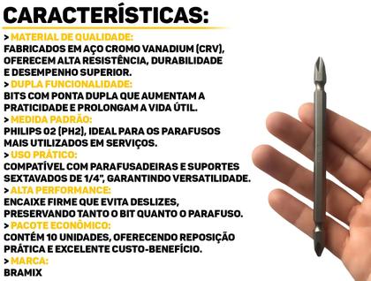 Imagem de Jogo 10 Bits Duplos Philips 110mm CRV P/ Ferramentas Elétricas E Manuais Alta Qualidade E Resistência