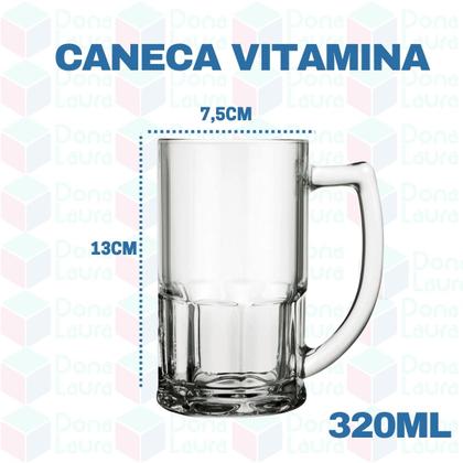 Imagem de Jogo 10 Canecas Vidro Vitamina 320 ML Transparente Restaurante