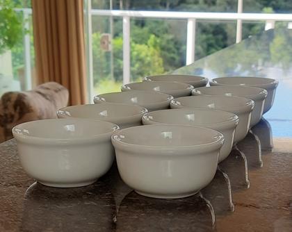 Imagem de Jogo 10 Cumbucas tigelas de Porcelana Branca 120ml  Forno e Microondas