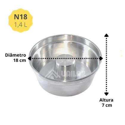Imagem de Jogo 10 Formas Assadeira Bolo Pudim Redonda Tubo Alumínio N18