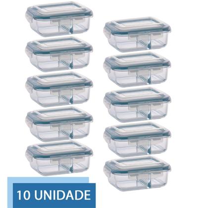 Imagem de Jogo 10 Potes 640ml Divisória Hermético Marmita Microondas