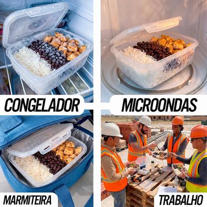 Imagem de Jogo 10 Potes Marmita Tampa 4 Trava Hermética Congelador Microondas 850ml