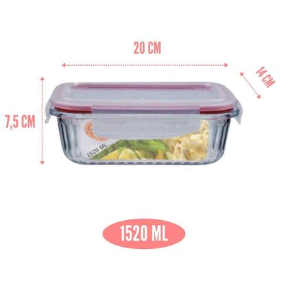 Imagem de Jogo 10 Potes Vidro Hermetico Retangular Canelado 1520ml