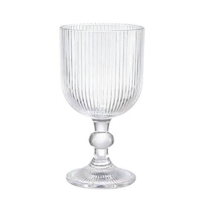 Imagem de Jogo 10 Taça de Vidro Transparente Canelada 380ml Em Casa Tem