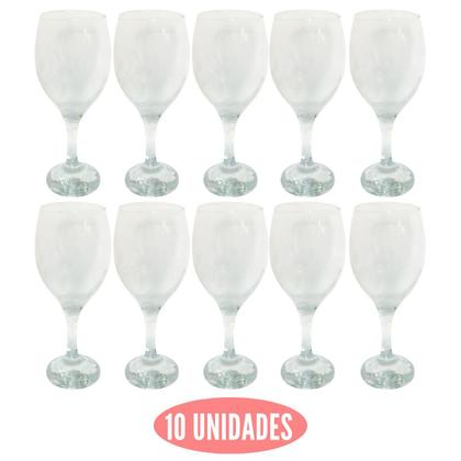 Imagem de Jogo 10 Taças De Vinho Transparente 410ml Vidro