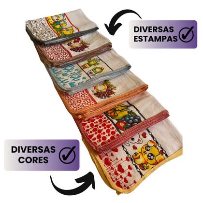 Imagem de Jogo 10 Uni Pano De Prato Guardanapo Estampado Com Bainha E Prendedor Costura Reforçada