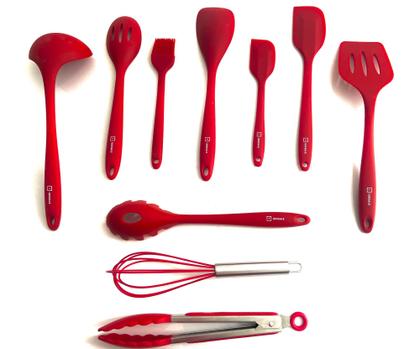 Imagem de Jogo 10 Utensílios Silicone Cozinha Vermelho