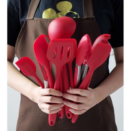 Imagem de Jogo 10 Utensílios Silicone Cozinha Vermelho