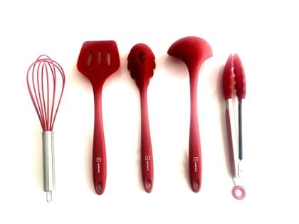 Imagem de Jogo 10 Utensílios Silicone Cozinha Vermelho