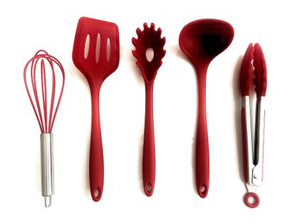 Imagem de Jogo 10 Utensílios Silicone Cozinha Vermelho