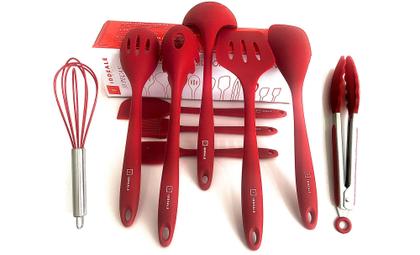Imagem de Jogo 10 Utensílios Silicone Cozinha Vermelho