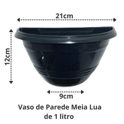 Imagem de Jogo 10 Vasos de Parede Meia Lua de 1 Litro para Jardim Vertical e Horta, Vaso Plástico Meia Lua