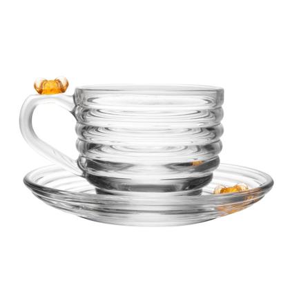 Imagem de Jogo 10 Xícara de Chá com Pires Little Bee Abelha Colmeia Mel Cristal Ecológico 200ml Lyor