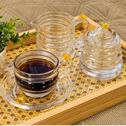 Imagem de Jogo 10 Xícara de Chá com Pires Little Bee Abelha Colmeia Mel Cristal Ecológico 200ml Lyor