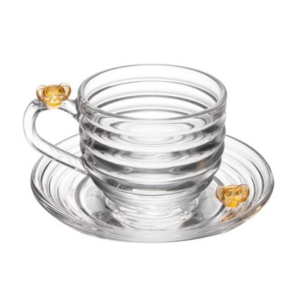 Imagem de Jogo 10 Xícara de Chá com Pires Little Bee Abelha Colmeia Mel Cristal Ecológico 200ml Lyor