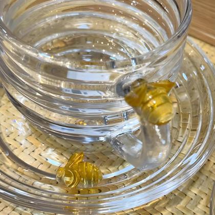 Imagem de Jogo 10 Xícara de Chá com Pires Little Bee Abelha Colmeia Mel Cristal Ecológico 200ml Lyor