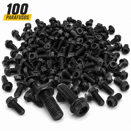 Imagem de Jogo 100 Parafuso Serra Mármore Compativel Makita Bosch M6 4100NH Kit 5 Chave Allen Sextavado
