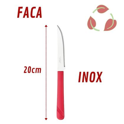 Imagem de Jogo 12 Facas Vermelho Luna Plástico e Inox Mesa Posta