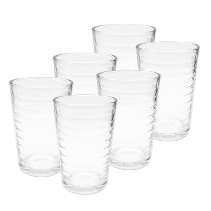 Imagem de Jogo 12 Peças Aparelho de Jantar 6 Pratos Fundo Liso Vidro + 6 Copos Latino